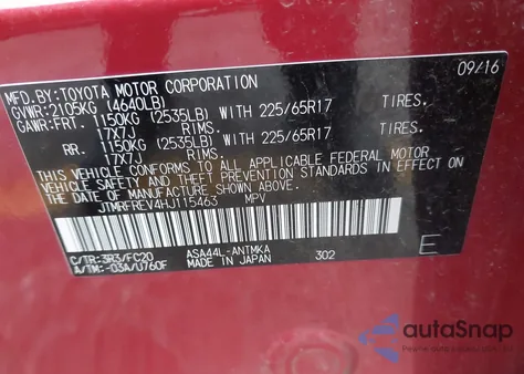 2017 Toyota Rav4 Xle from USA, damaged, VIN JTMRFREV4HJ115463